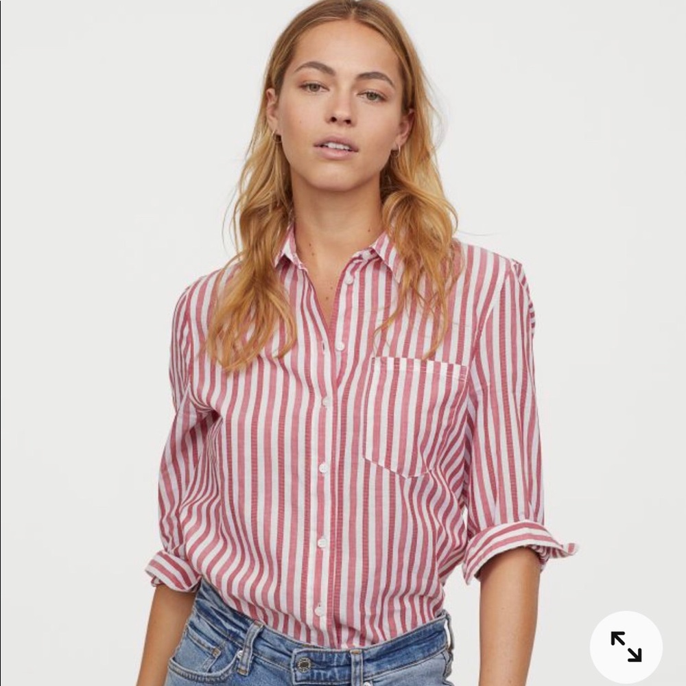 H&M Women striped long sleeved dress shirt Size 10